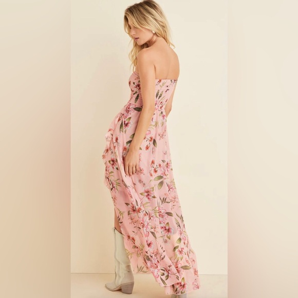 VENUS Pink A-Line Resort Maxi Split Ruffle Floral Dress NWT SIZE XL - Picture 3 of 16